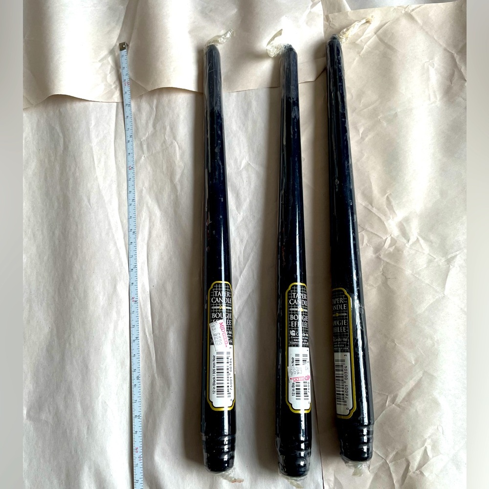 🛍️🛒💥NWT VTG lot of 3 sealed black taper candles perfect for Halloween 🎃👻🕸️
